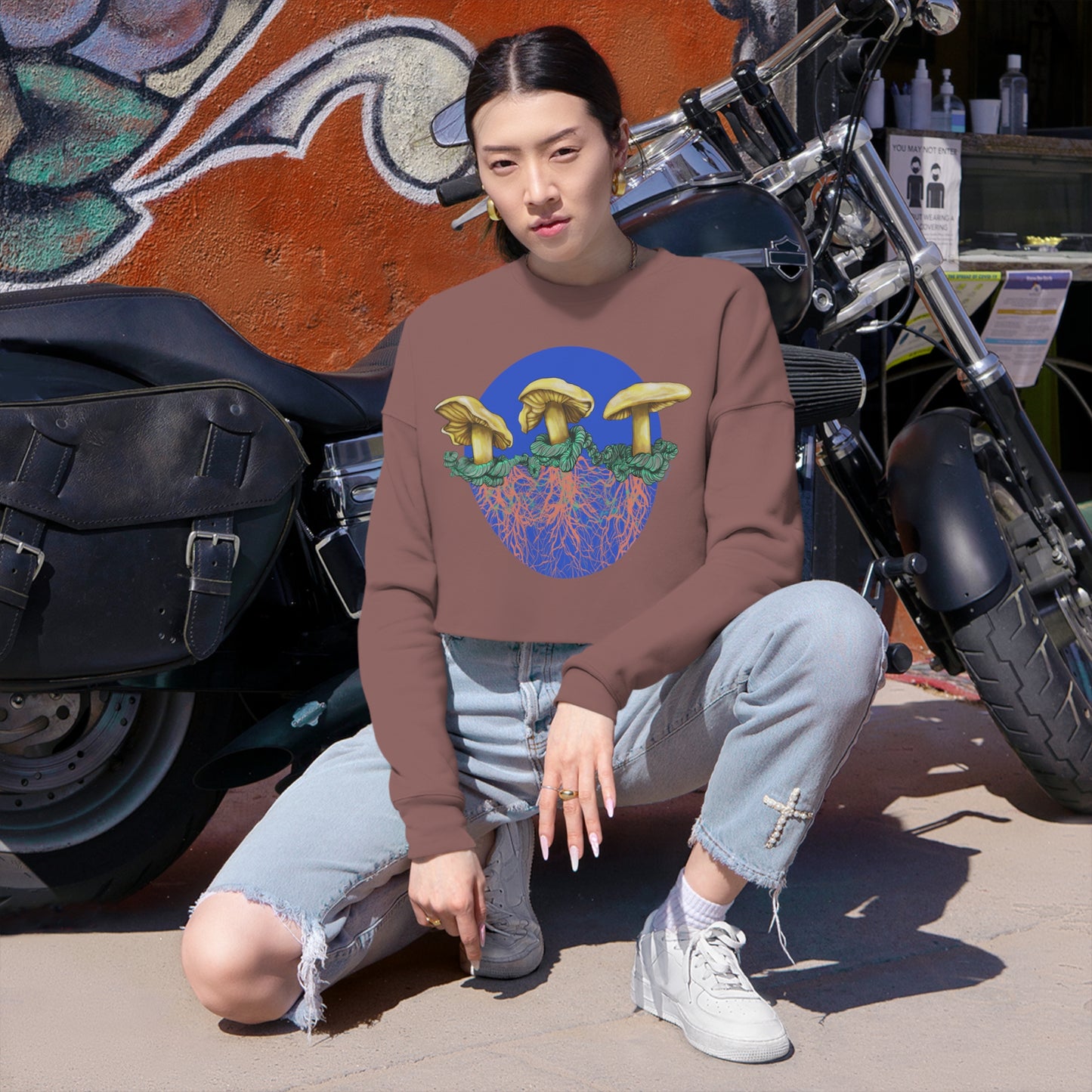 Waxy Cap Planet Cropped Sweatshirt